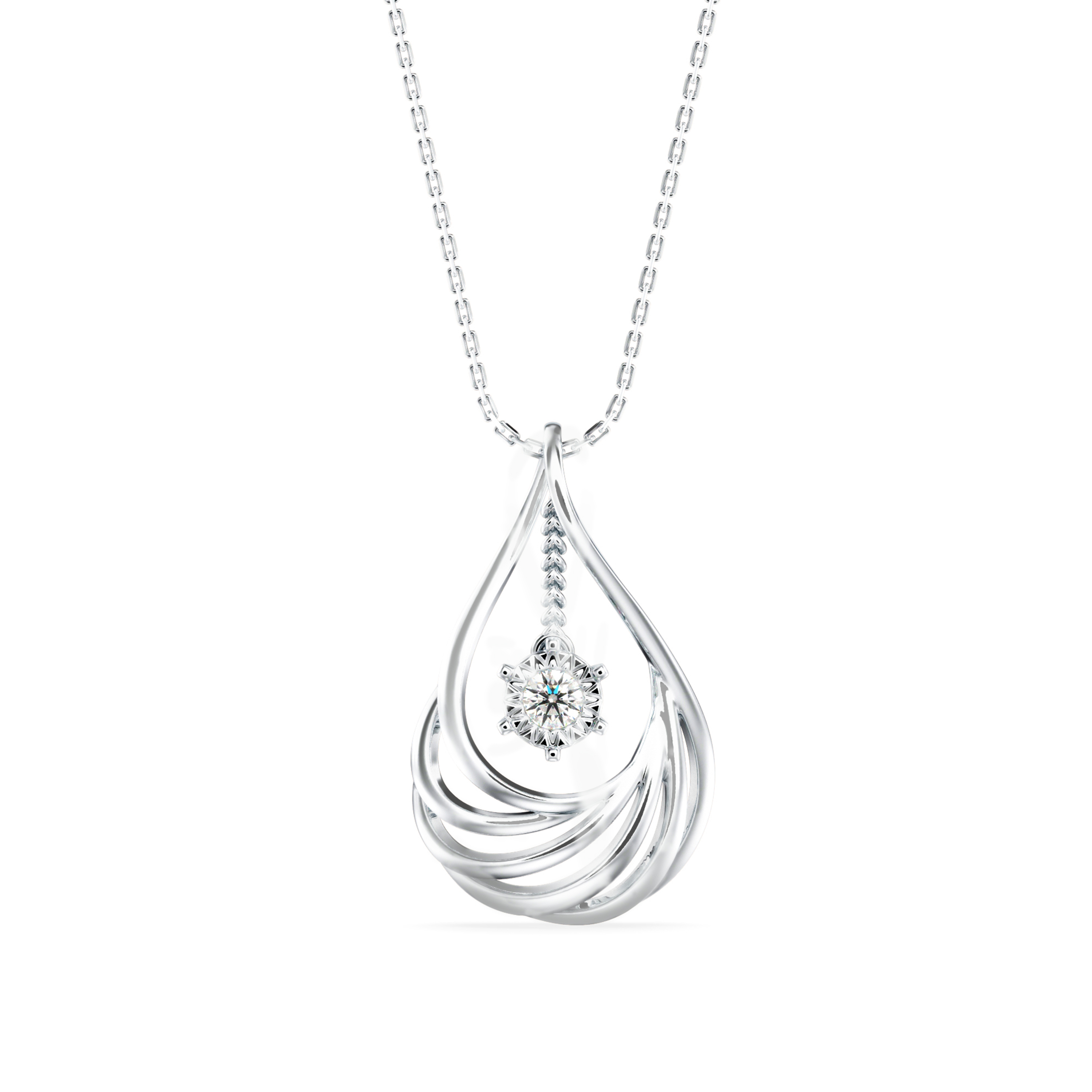 WHITE GOLD PETAL PENDANT